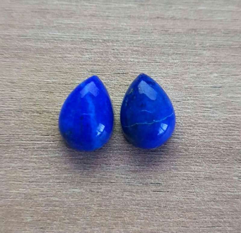 LAPIS LAZULI 14.73Cts PEAR SHAPE **MATCHING PAIR**GEMSTONES 10X14 MM  CABOCHON  NATURAL
