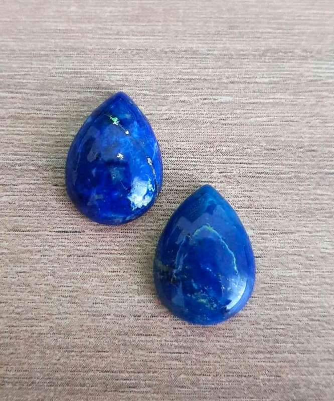 LAPIS LAZULI 8.06Cts PEAR SHAPE **MATCHING PAIR**GEMSTONES 10X14 MM  CABOCHON  NATURAL