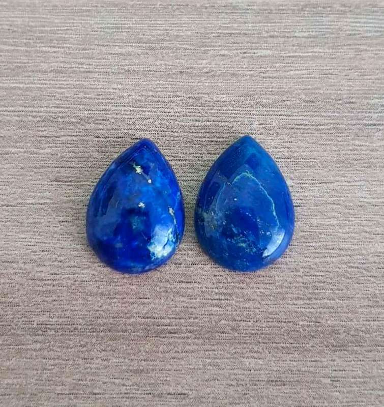 LAPIS LAZULI 8.06Cts PEAR SHAPE **MATCHING PAIR**GEMSTONES 10X14 MM  CABOCHON  NATURAL