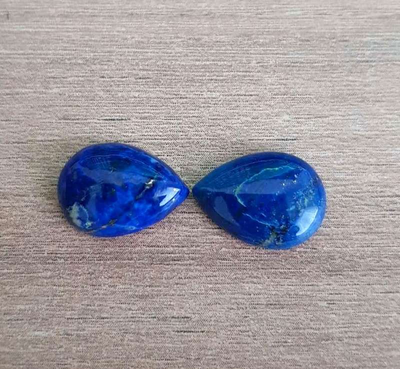 LAPIS LAZULI 8.06Cts PEAR SHAPE **MATCHING PAIR**GEMSTONES 10X14 MM  CABOCHON  NATURAL