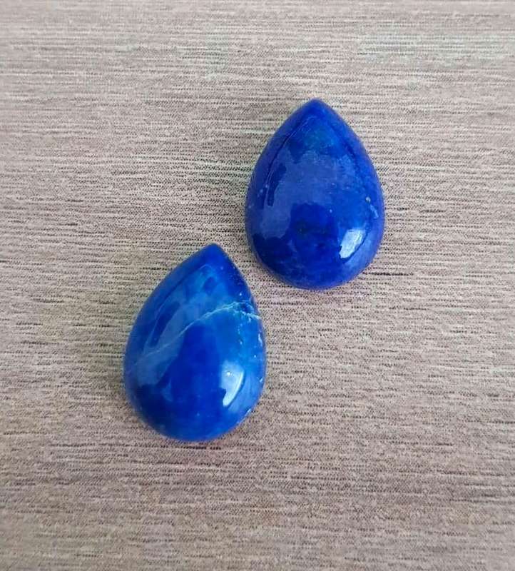 LAPIS LAZULI 11.15Cts PEAR SHAPE **MATCHING PAIR**GEMSTONES 10X14 MM  CABOCHON  NATURAL