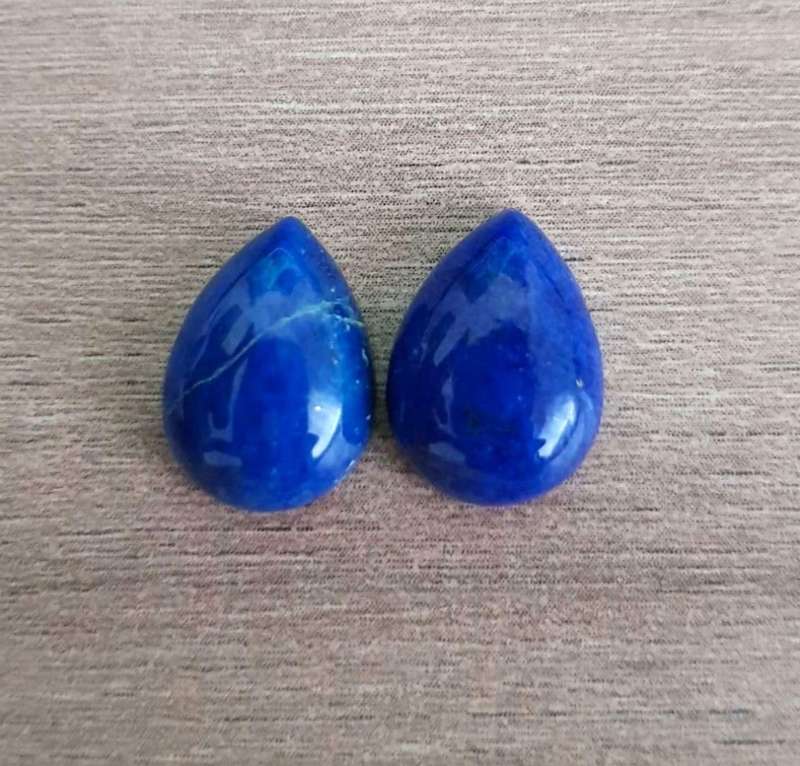 LAPIS LAZULI 11.15Cts PEAR SHAPE **MATCHING PAIR**GEMSTONES 10X14 MM  CABOCHON  NATURAL