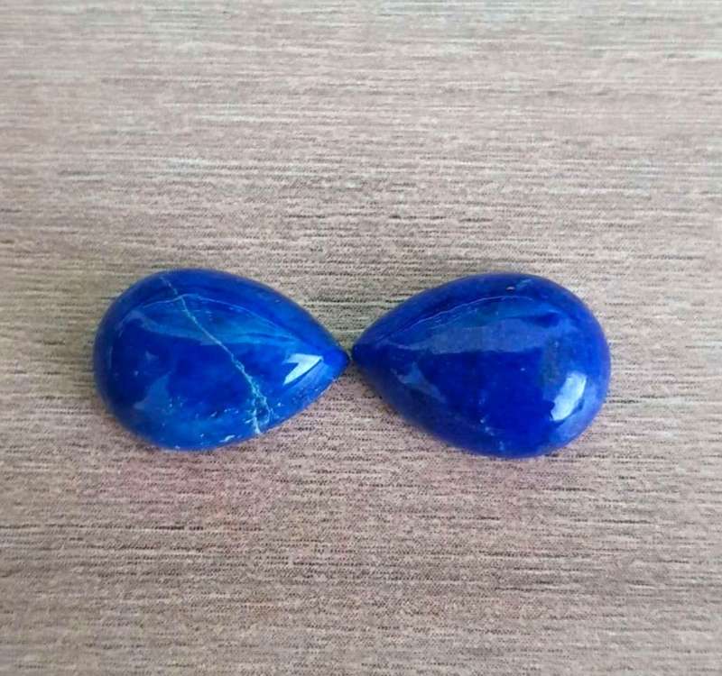 LAPIS LAZULI 11.15Cts PEAR SHAPE **MATCHING PAIR**GEMSTONES 10X14 MM  CABOCHON  NATURAL