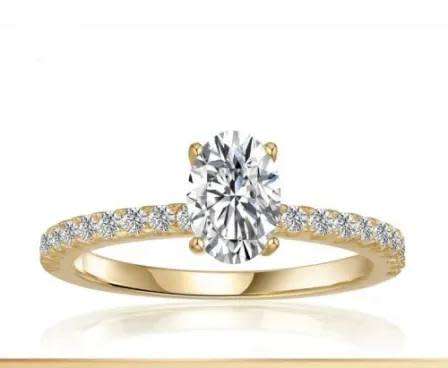 1.00 Carat Moissanite Oval **GRA Certified** VVSI/D Engagement Ring Yellow Gold