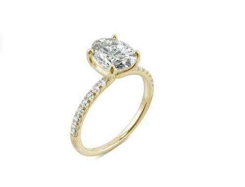 1.00 Carat Moissanite Oval **GRA Certified** VVSI/D Engagement Ring Yellow Gold