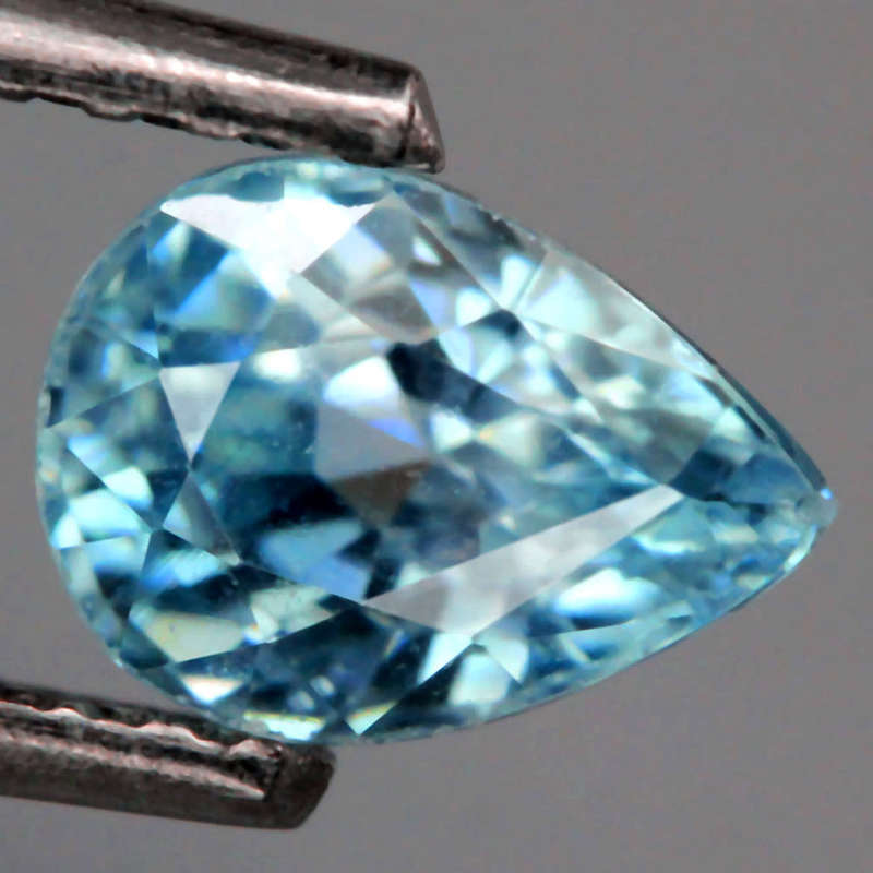 1.28Ct. Zircon Blue Pear Gem Ultra Lustrous Ravishing Colour Cambodia