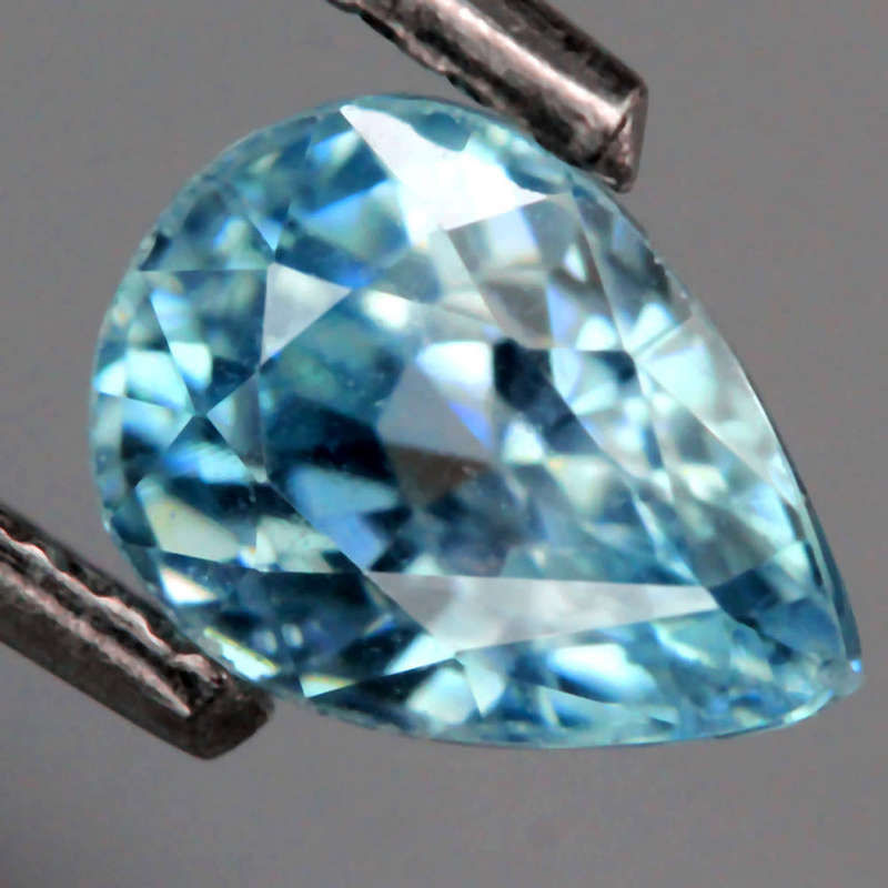 1.28Ct. Zircon Blue Pear Gem Ultra Lustrous Ravishing Colour Cambodia