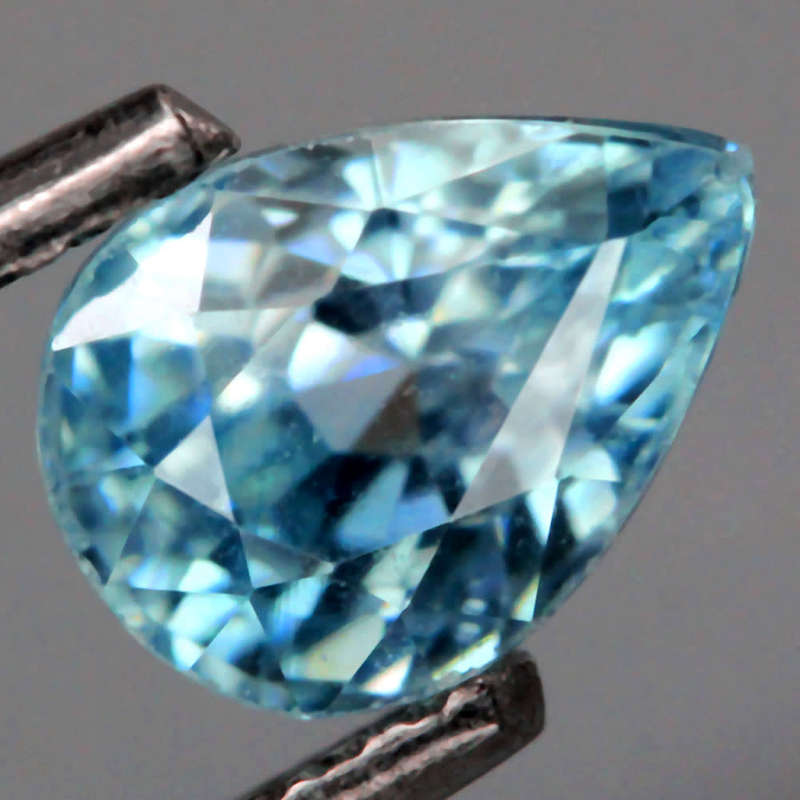 1.28Ct. Zircon Blue Pear Gem Ultra Lustrous Ravishing Colour Cambodia
