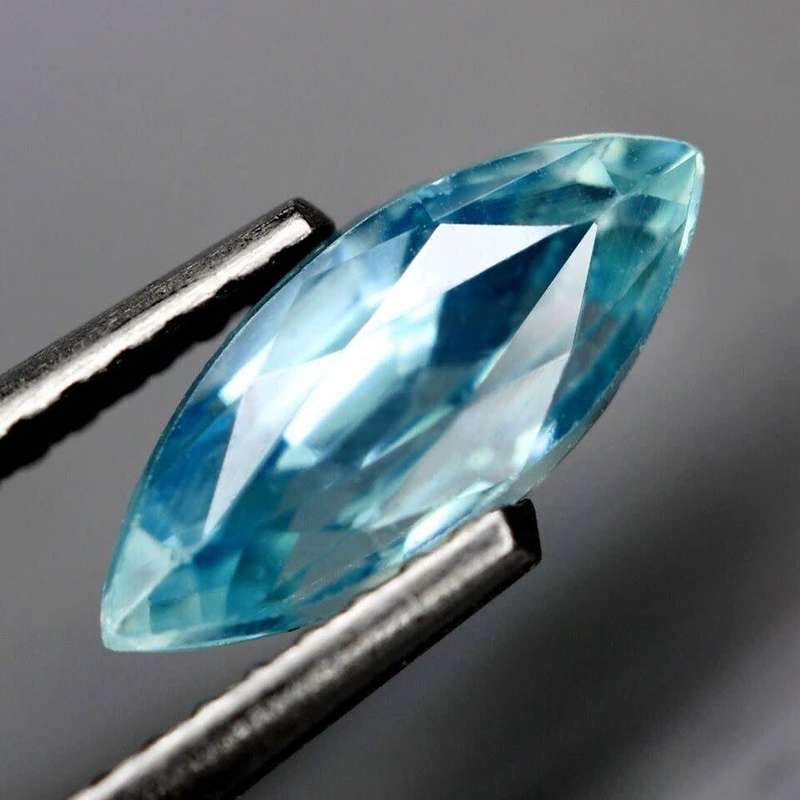 1.70Ct. Zircon Blue Marquise Only Heated Cambodia Gem Ultra Lustrous Ravishing!