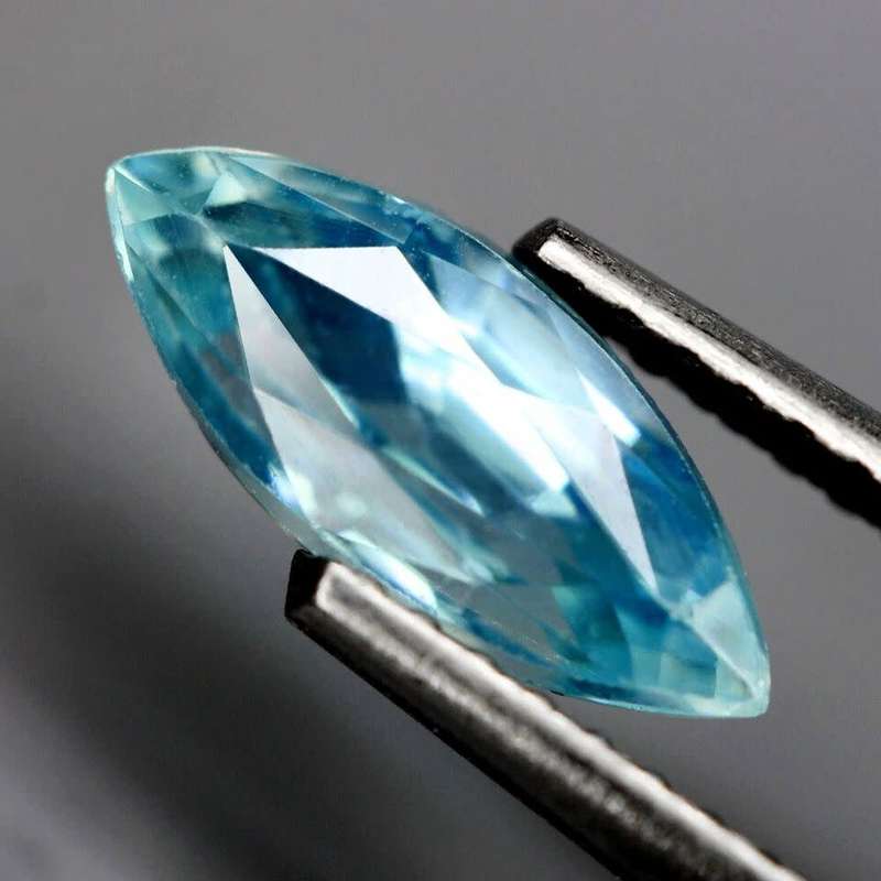 1.70Ct. Zircon Blue Marquise Only Heated Cambodia Gem Ultra Lustrous Ravishing!