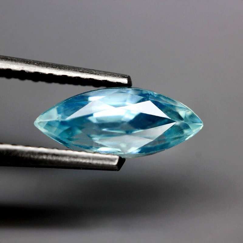 1.70Ct. Zircon Blue Marquise Only Heated Cambodia Gem Ultra Lustrous Ravishing!