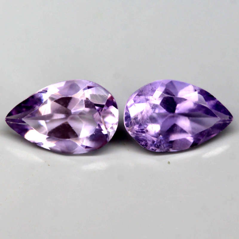 1.61Ct. Amethyst Purple Pear Shape **Pair** Brazil Precious Gem Ravishing Colour!Natural