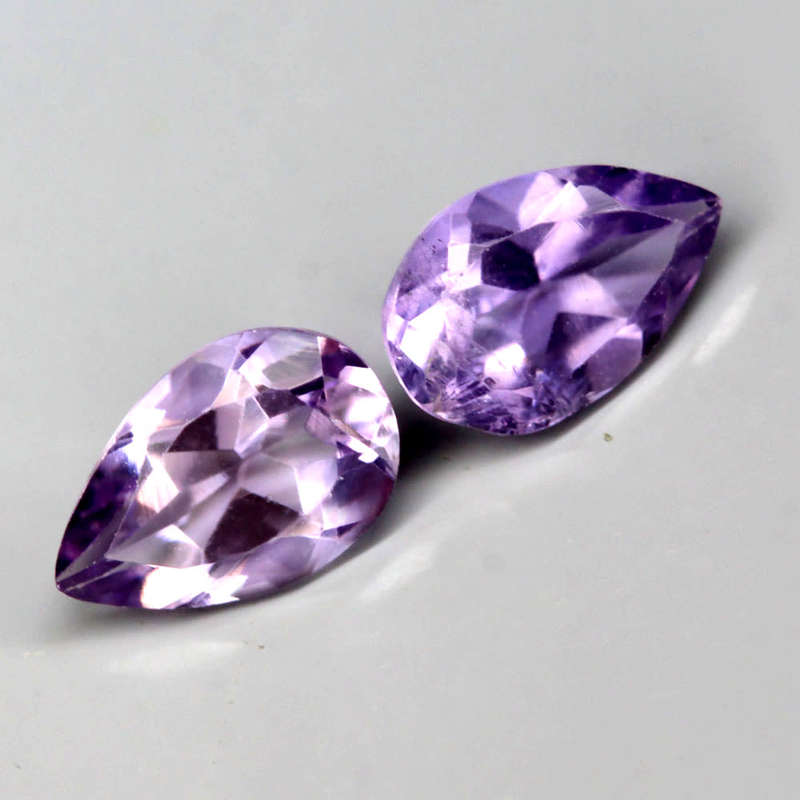 1.61Ct. Amethyst Purple Pear Shape **Pair** Brazil Precious Gem Ravishing Colour!Natural