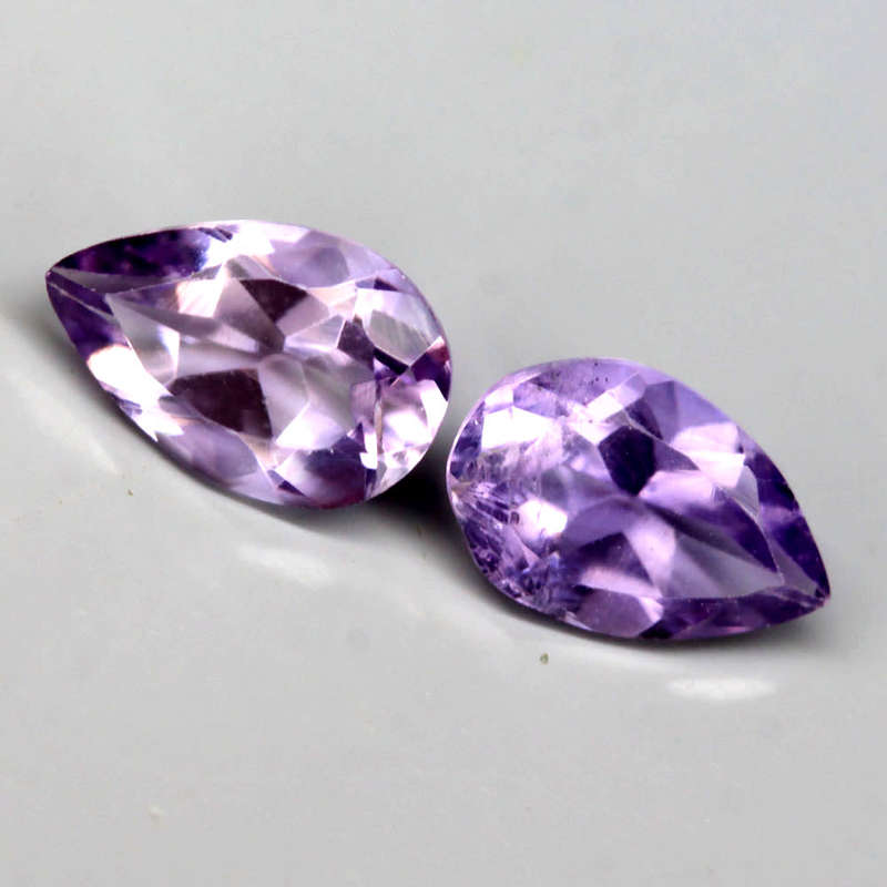 1.61Ct. Amethyst Purple Pear Shape **Pair** Brazil Precious Gem Ravishing Colour!Natural