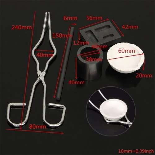 6pcs Graphite Crucible Set,Gold Ingot Mold Set Jewelry Design