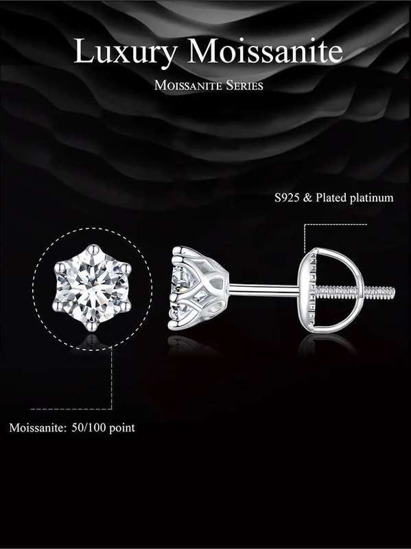 Moissanite Earrings  1.00ctw 925 Sterling Silver**GRA Certified**  VVSI/D Moissanite