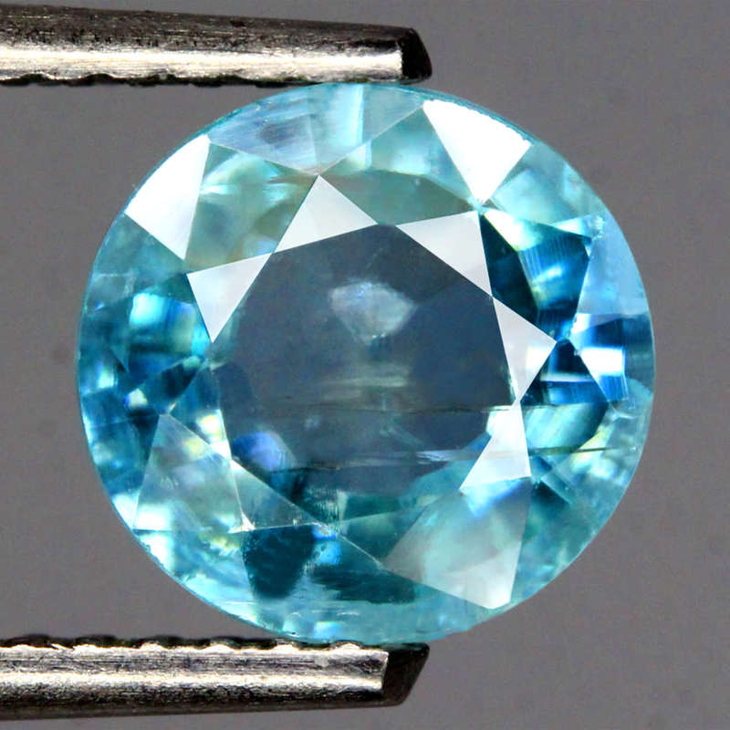 2.04Ct. Zircon **Sea Blue** Round Shape Cambodia Gem Ultra Lustrous Ravishing Colour! Natural