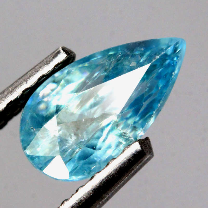 1.14Ct. Zircon Pear Facet Blue Sea Glistening Cambodia Natural
