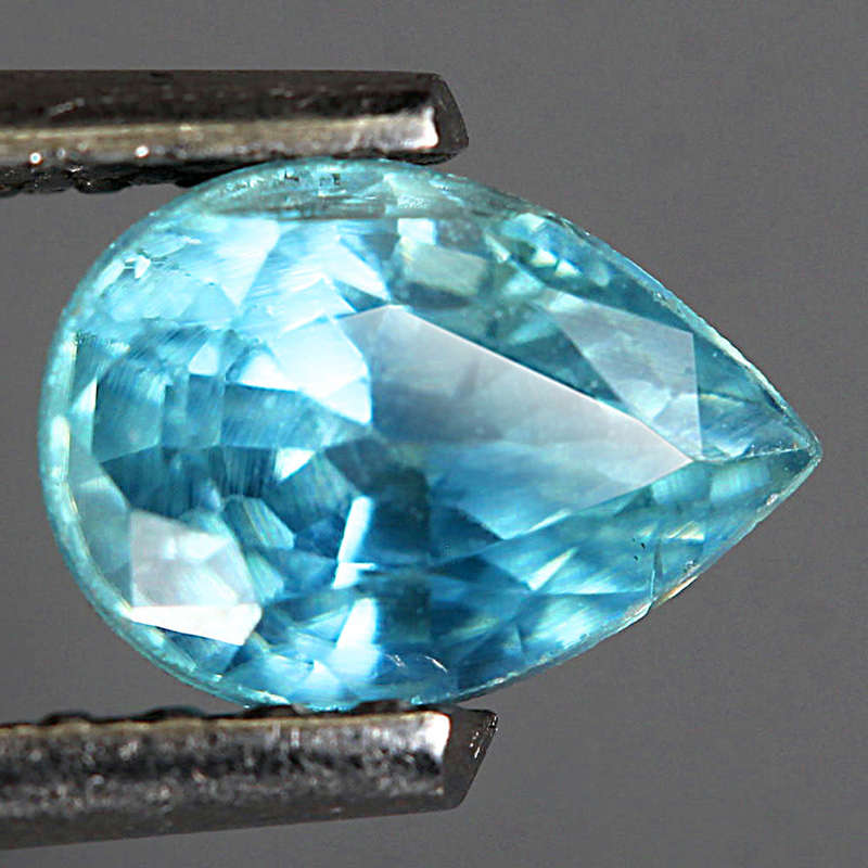 1.03Ct. Zircon Blue Pear Gem Ultra Lustrous Ravishing Colour Cambodia