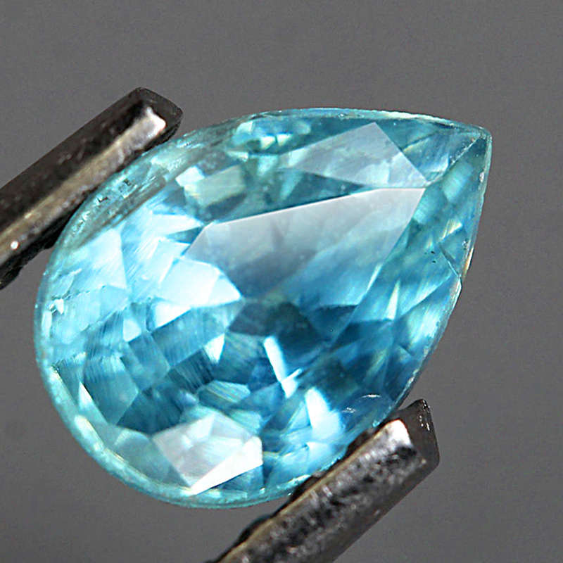 1.03Ct. Zircon Blue Pear Gem Ultra Lustrous Ravishing Colour Cambodia