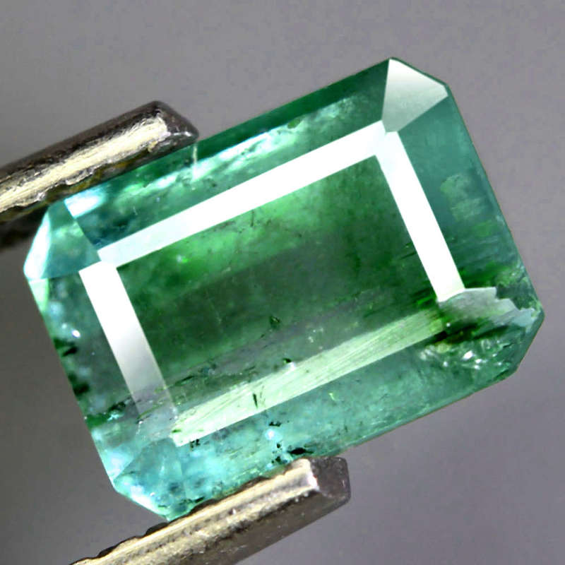 1.53Ct. Tourmaline Green Blue Emerald Cut Mozambique Precious Gem Amazing Color!