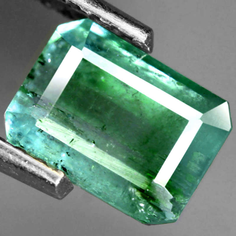 1.53Ct. Tourmaline Green Blue Emerald Cut Mozambique Precious Gem Amazing Color!