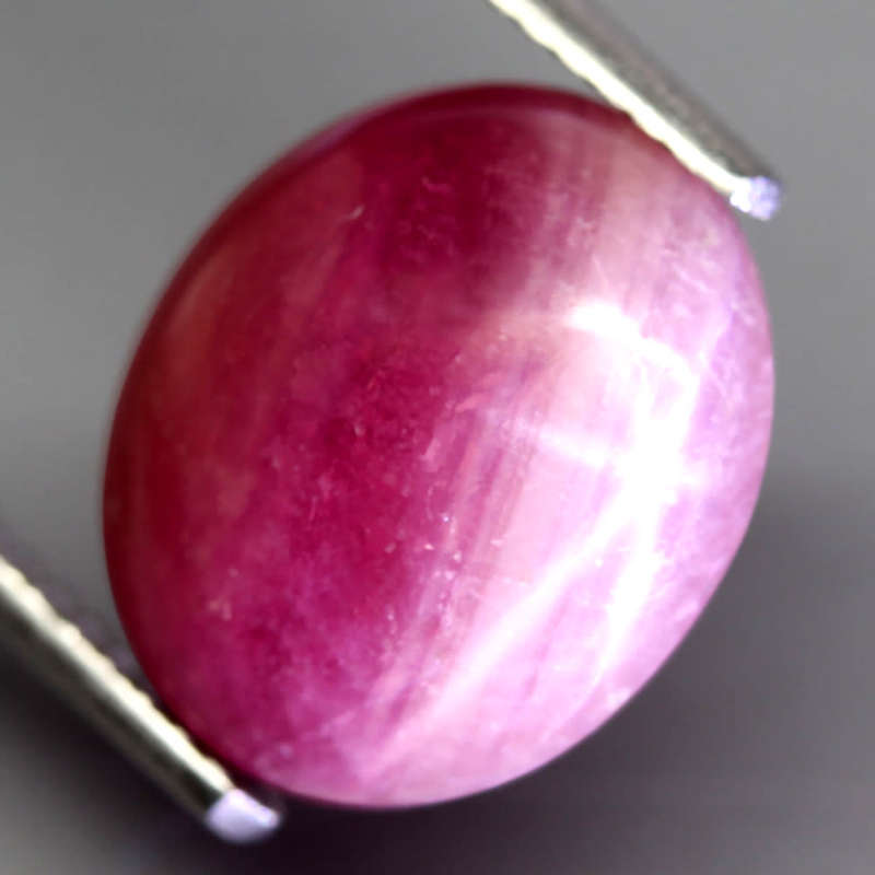 6.88Ct. Star Ruby Oval Cabochon 6 Rays Amazing Madagascar Pink White Bi-Colour Natural