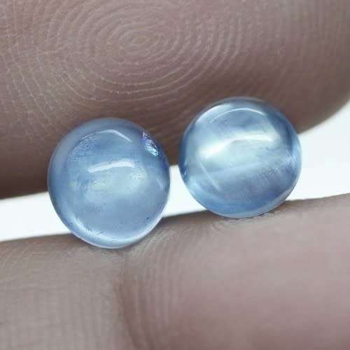 1.52Ct.  Sky Blue Aquamarine Round Cab **PAIR**Shinning Untreated Natural