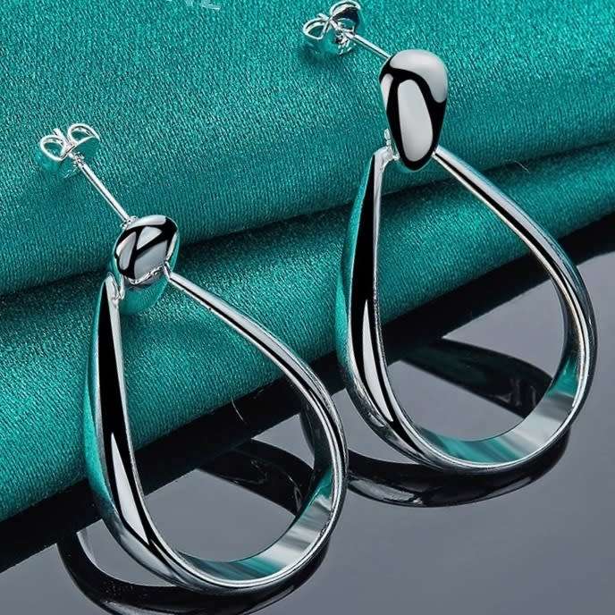 Classic Big Circle Hoop Charm Earrings 925 Sterling Silver