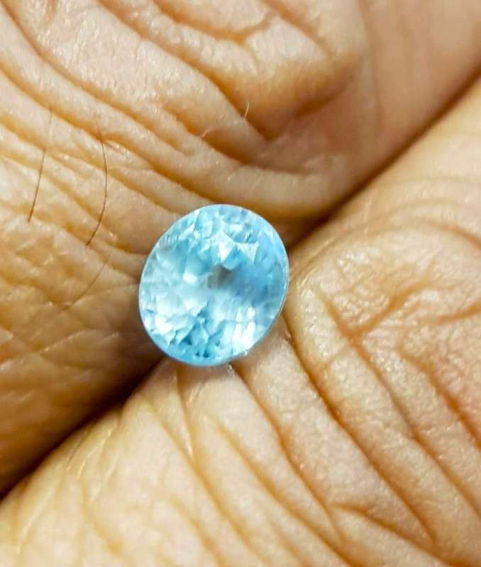 1.93Ct. Zircon Blue Oval Shape Cambodia Gem Ultra Lustrous Ravishing Colour!Natural