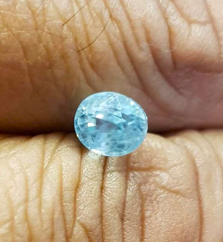 1.93Ct. Zircon Blue Oval Shape Cambodia Gem Ultra Lustrous Ravishing Colour!Natural