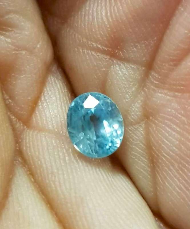 1.93Ct. Zircon Blue Oval Shape Cambodia Gem Ultra Lustrous Ravishing Colour!Natural