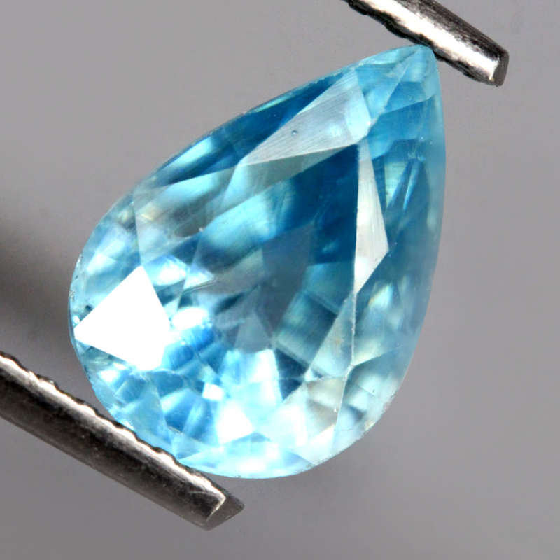 2.52Ct. Zircon Blue Pear Shape Cambodia Gem Ultra Lustrous Ravishing Colour!Natural