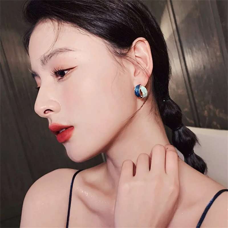 Butterfly Flower Earrings Blue Arc Cross
