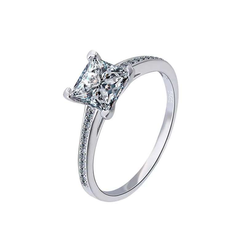 1 Carat Princess Cut Ring **Sterling Silver** Engagement Ring