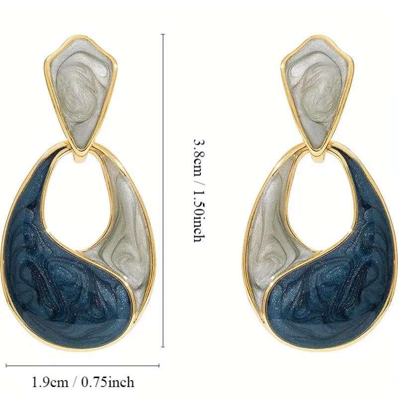 Blue Water Drop Oil-Dripping Earrings