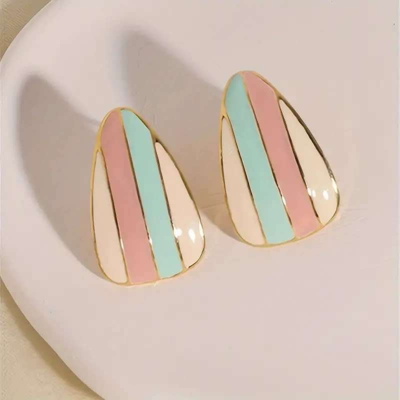 Bohemian  Style Geometric Colour block Teardrop Earrings