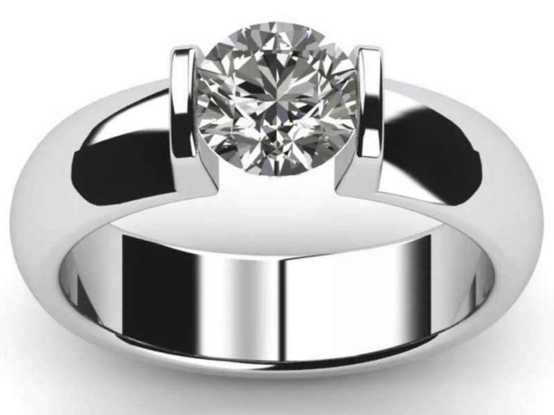 1.00 Ct White Round D/VVS1  Moissanite Diamond Engagement Ring**GRA Certified**
