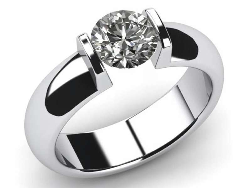 1.00 Ct White Round D/VVS1  Moissanite Diamond Engagement Ring**GRA Certified**