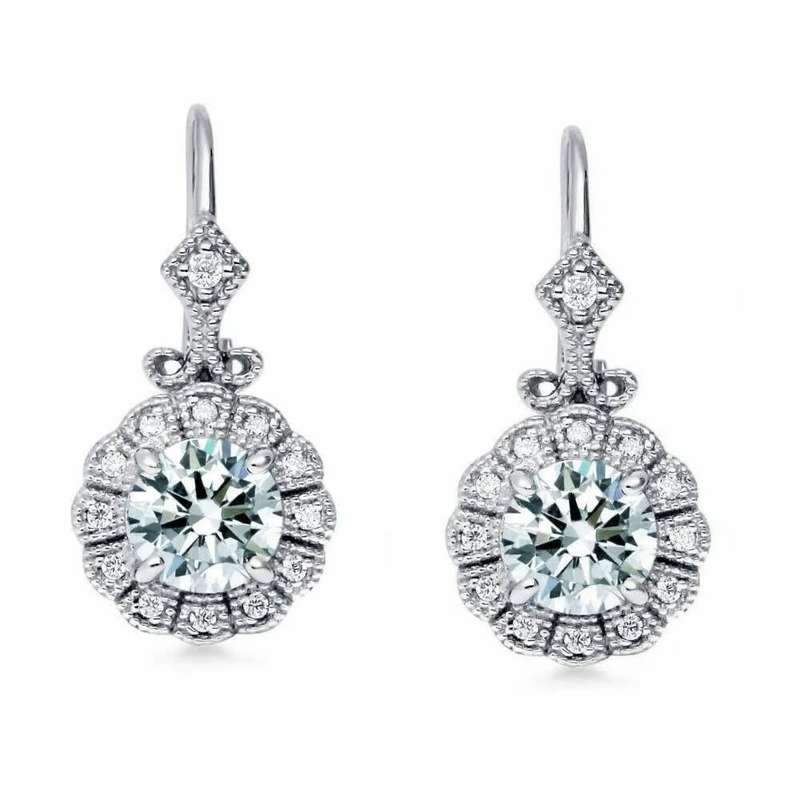1.00 Ct White Round D/VVS1  Moissanite Diamond Earrings**GRA Certified**