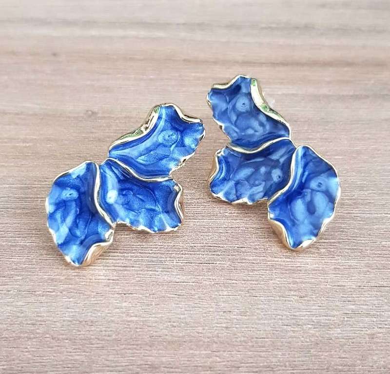 Blue Petal  Earrings for Women  New Design  Style