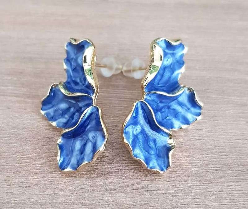Blue Petal  Earrings for Women  New Design  Style