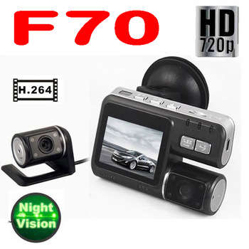 Car Dual lens DVR PK F70 with H.264 G-Sensor