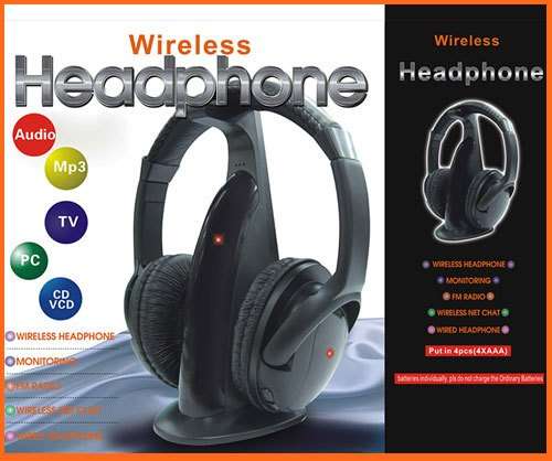 Wireless Headphone Multifunction 5 in 1 HiFi Earphone Headset Wireless Monitor FM Radio MP3 PC TV Au