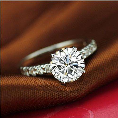 1Ct Diamond Rings for Women High Quality Sterling Silver Platinum Plated **Lab Created Diamond**
