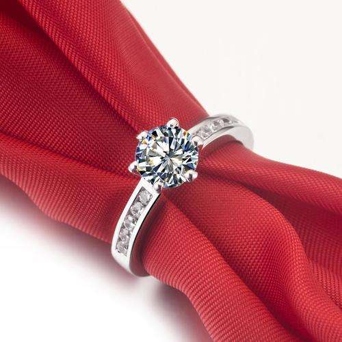 1ct Classic  Diamond Ring for Women Engagement SONA SyntheticSemi Mount Setting Sterling Silver Whit
