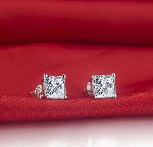 1CT/piece Princess Cut Diamond Earring Wedding Jewellery Platinum Plated