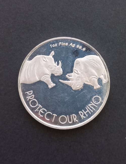 One Oz Plettenberg Bay Game reserve Protect our rhino silver medallion