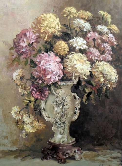 E Franken - Still life flowers - A beautiful painting!! Bid now!!