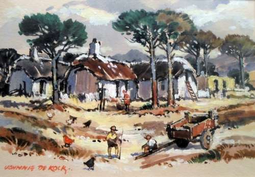 Johny de Kock - Farmscene - A beautiful painting!! Bid now!
